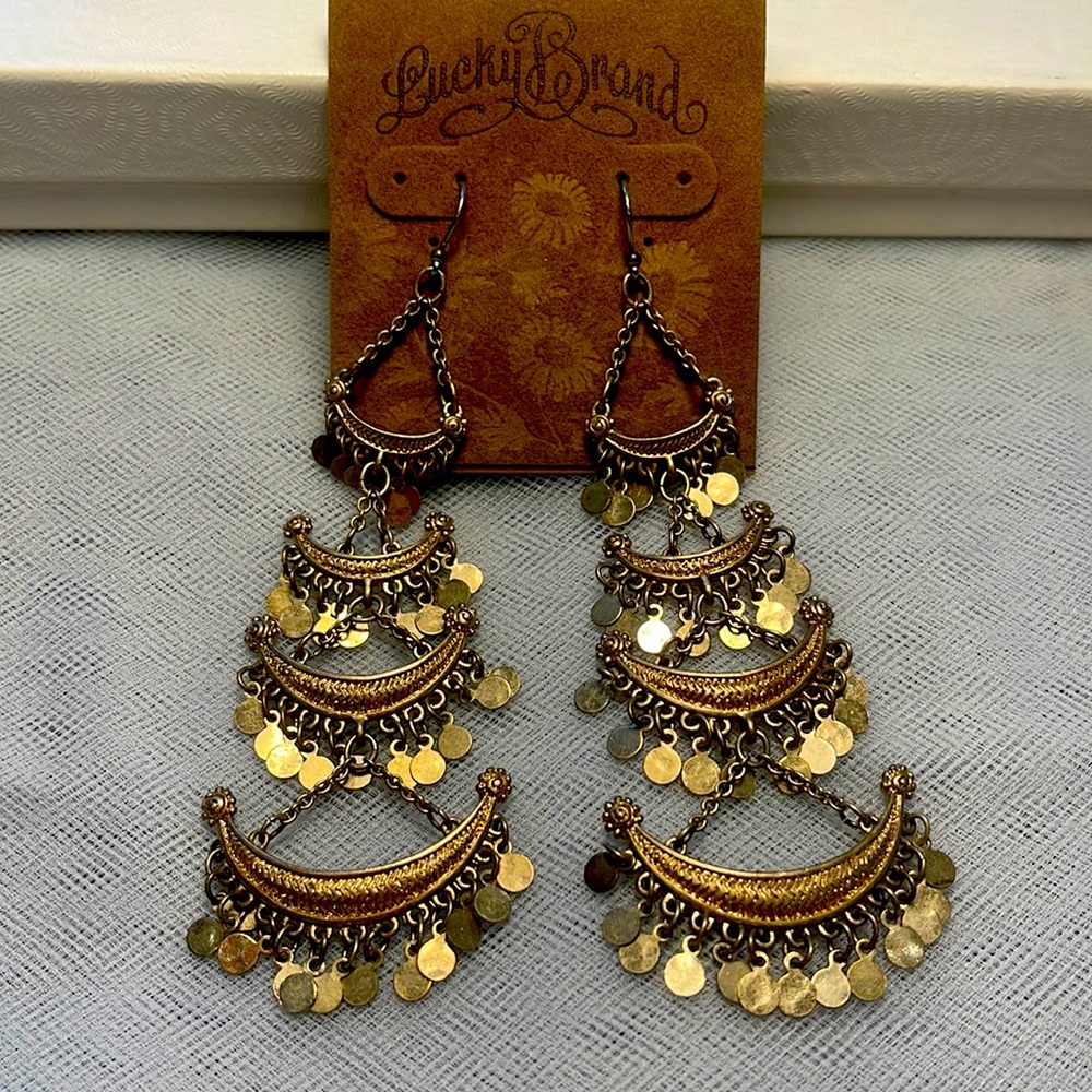 Lucky Brand Antique Gold Chandelier Earrings